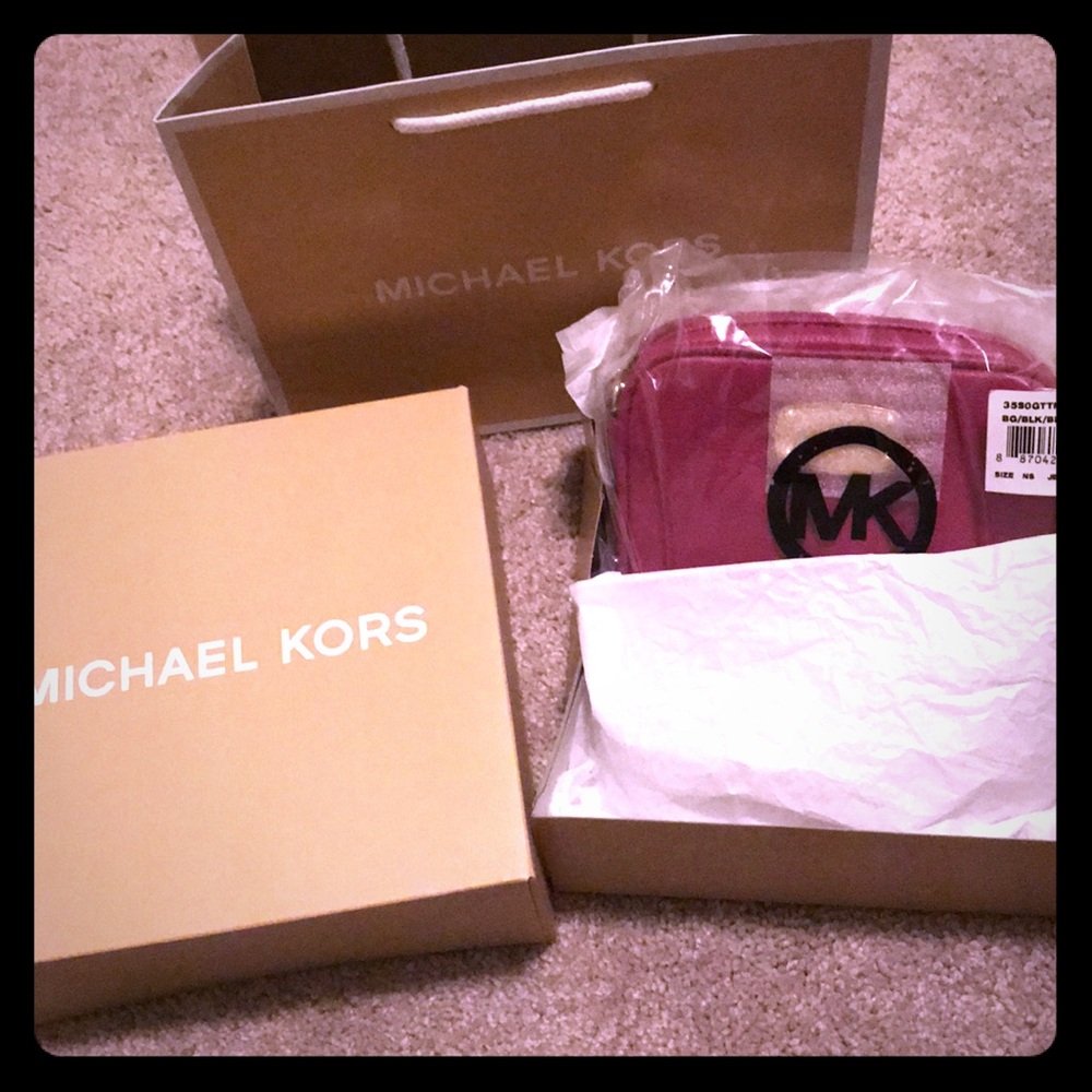 Pink Michael Kors Crossbody with gift box and bag